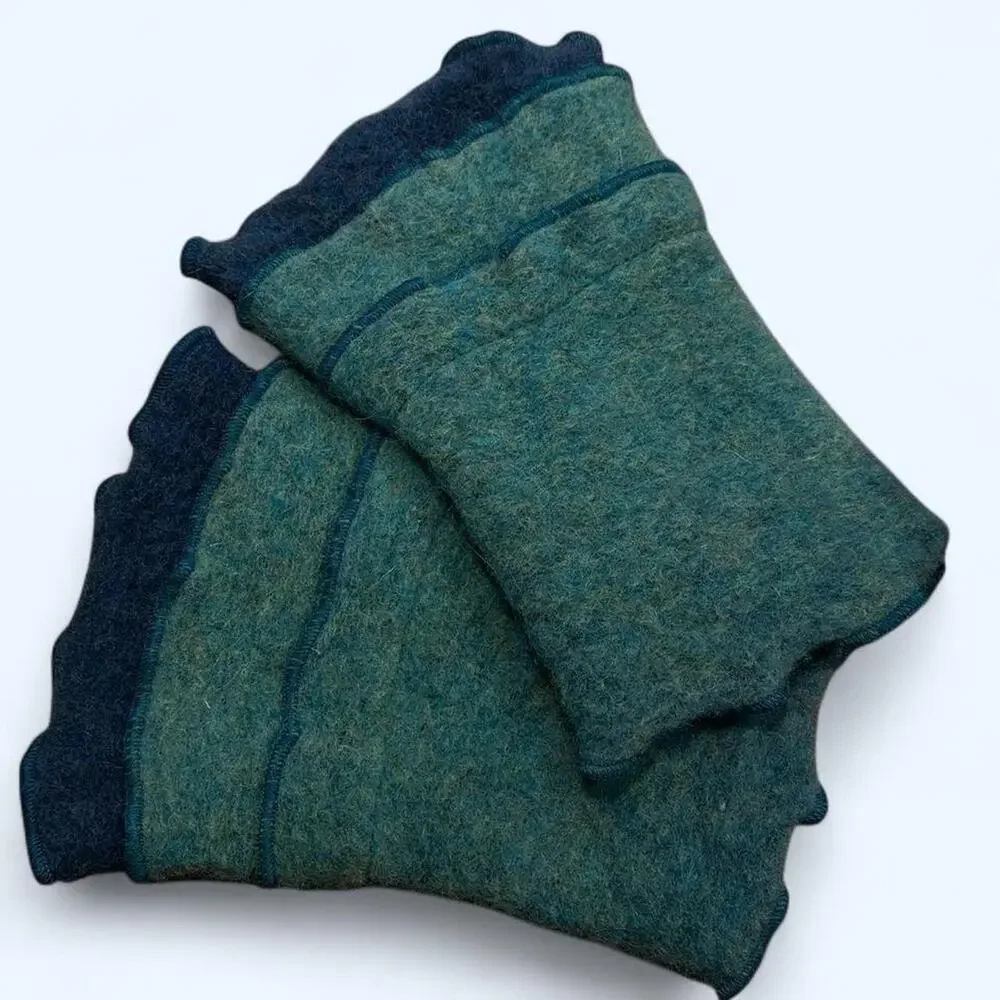 Anra tealgreen wool blend fingerless